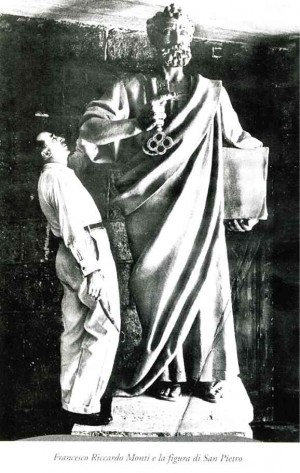 MONTI at work on a statue of St. Peter