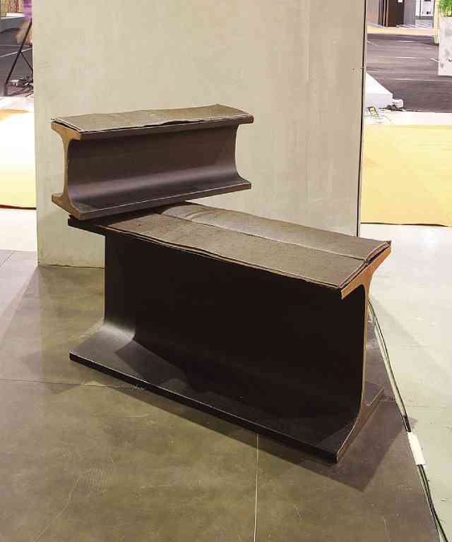 LILIANNA Manahan’s leather seater and table are inspired by the I-beam.