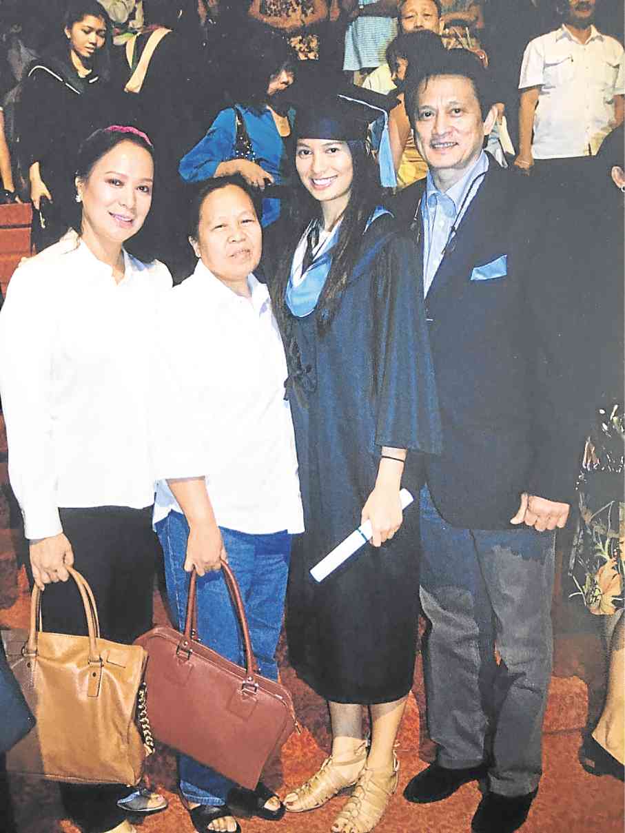 Proud parents Gloria Diaz and Bong Daza and Isabelle with companion on graduation
