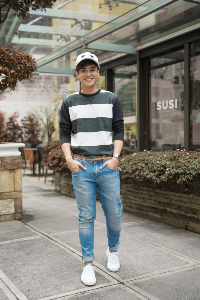 Kurt Morris Mendoza, 20, Meridian International Cap, SM Youth; striped shirt, Folded and Hung; jeans, Pull & Bear