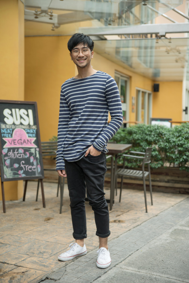 Simon Ong, 22, University of Santo Tomas Striped shirt, Gap; jeans, Forever 21