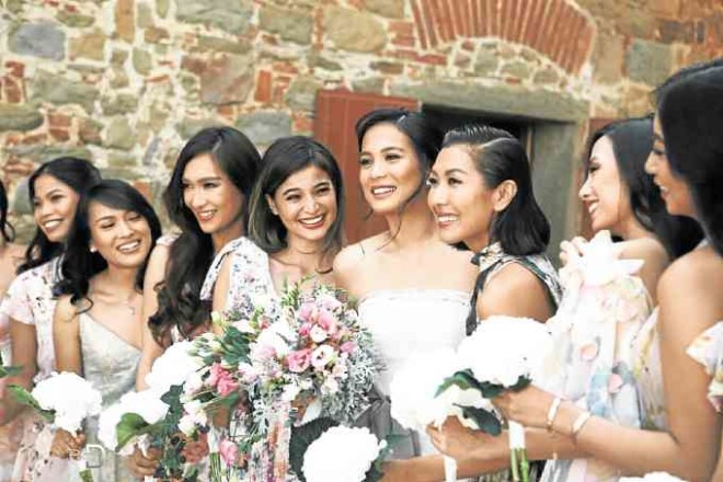 The bride with her bridesmaids led by Anne Curtis and Liz Uy