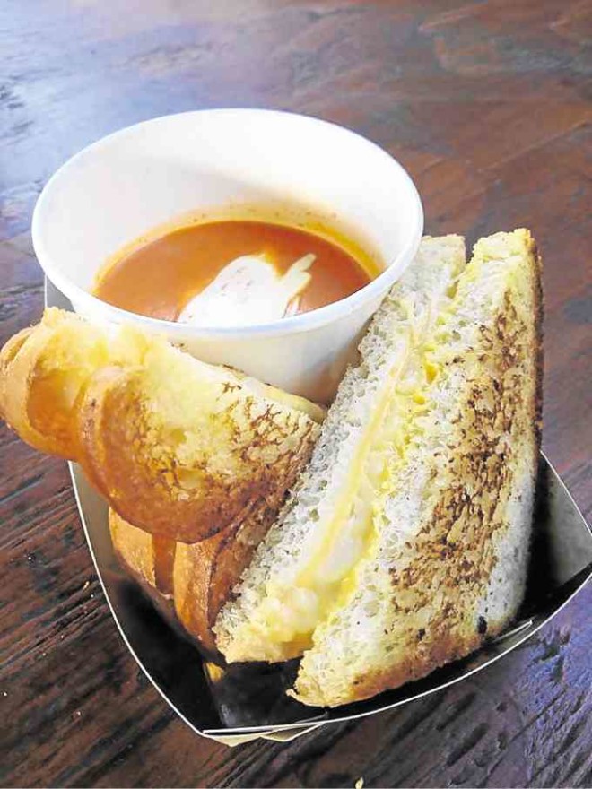 Cheese Cartel’s Grilled Cheese Sandwich and Tomato Soup at Truck Park;