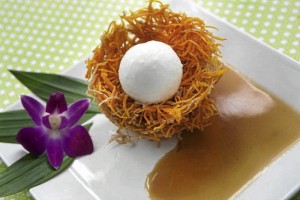 THAIPAN Honeycomb’s Nest—Homemade coconut ice cream nestled on a crispy sweet potato creation