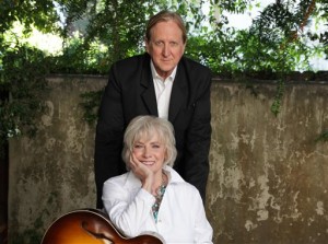This undated photo provided by courtesy of Rogers & Cowan shows the Tony-winning stage-musical veteran Betty Buckley, left, and producer T-Bone Burnett. Buckley teamed-up with Burnett for the album "Ghostlight." The Broadway baby and Grammy- and Oscar-winning champion of Americana music may seem an unlikely duo, but they're actually kindred spirits. AP