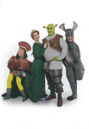 JETT Pangan as Lord Farquaad, Shiela Valderrama- Martinez as Princess Fiona, Rycharde Everley as Shrek andNyoy Volante as Donkey