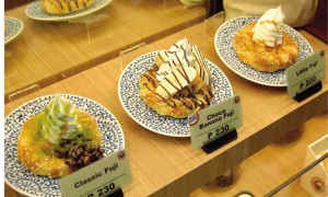 SWEET crepes with toppings like red bean, bananas and cream