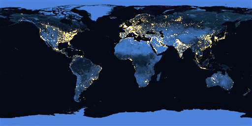 his handout image provided by NASA, taken in 2012, shows citylights worldwide. AP FILE PHOTO