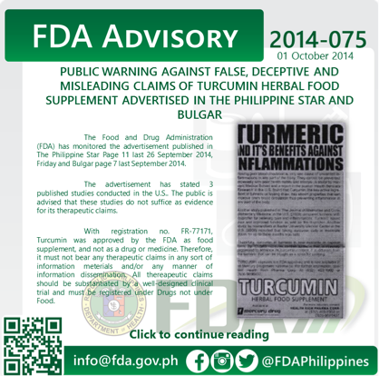FDA Advisory Turmeric