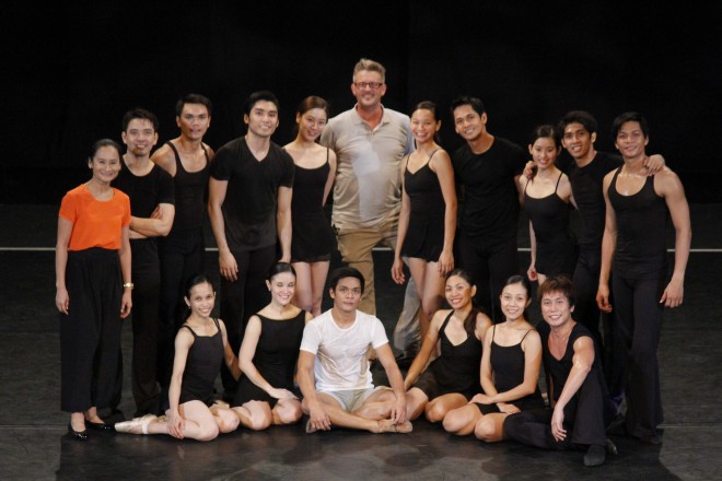 Martin Lawrance with Lisa Macuja-Elizalde and the working cast of “Misfit or Maverick”. CONTRIBUTED PHOTO/Ballet Manila