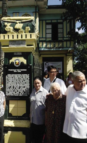 RELATIVES of the late Sen. Francisco “Soc” Rodrigo attend the installation of a commemorative marker on the birthplace of the lawmaker in Bulakan town. CARMELA REYES-ESTROPE 