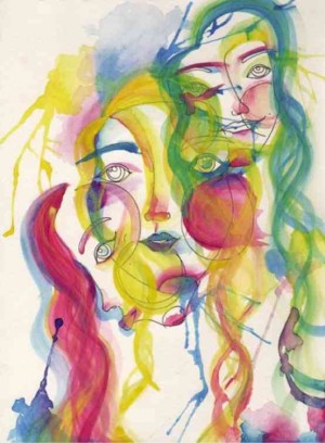 WATERCOLOR dabbles and illustration on watercolor paper