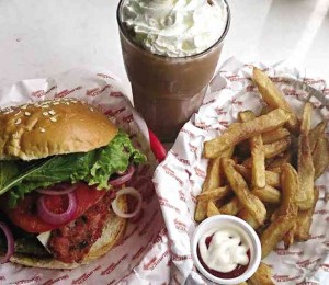 THE BURGER Project’s Lamb BRGR, Choco Peanut Milkshake and fries PHOTOFROM FACEBOOK PAGE