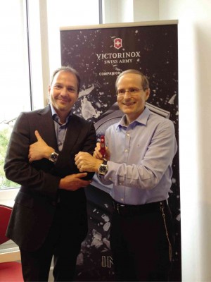 ALEX Bennouna (left), Victorinox Swiss Army watch division CEO; and Carl Elsener Jr., Victorinox CEO and fourth-generation head