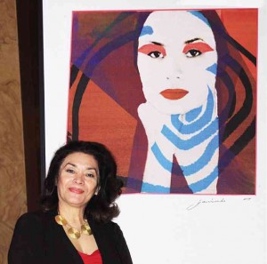 TOPMODEL Ping Valencia with her “Portraits of the Imagination” silkscreen portrait