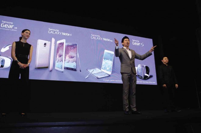 SAMSUNG Electronics Singapore vice president for marketing Stanley Goh leads the presentation for the Samsung Galaxy World Tour 2014 Singapore.