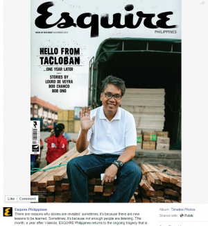 Sec. Mar Roxas appears on the cover of Esquire's November issue. Screen grab from Esquire's Facebook page. 