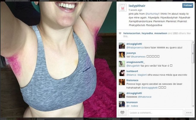 Now trending: growing their armpit hair and coloring it bright. -SCREENGRAB FROM INSTAGRAM