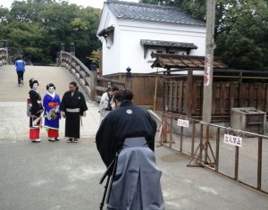 Shooting a movie at the Toie Movie Studio Park in Kyoto