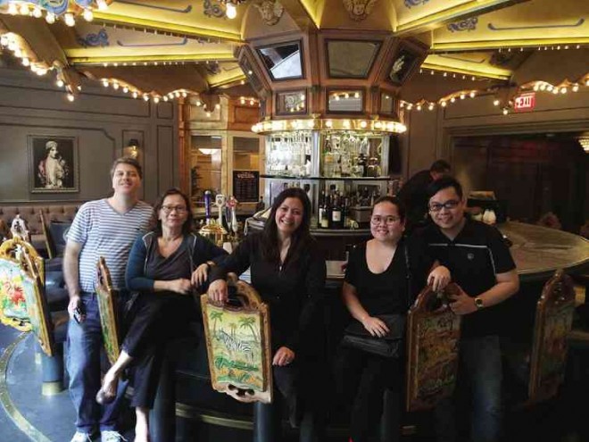 TEAMMonteleone in the hotel’s popular Carousel Bar, which is said to be haunted, too. (From left) Scott Garceau, Emmie Velarde, Bambi Rivera Verzo, the author andOliver Oliveros