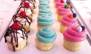 CANDY-COLORED cupcakes
