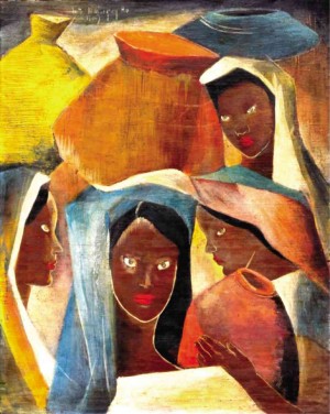 “WOMEN with Jars,” by Anita Magsaysay-Ho (1914-2012), signed and dated 1949 (upper right and verso)