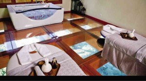 Glass bottom floor spa rooms at HUMA island resort & spa