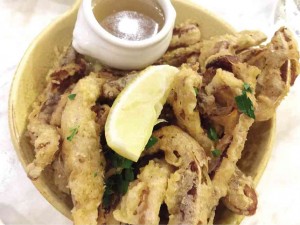 DEEP-FRIED pig’s ears with anchovy vinaigrette