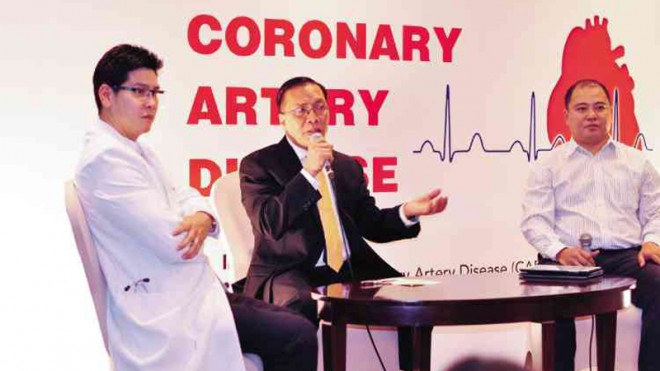 THE PHILIPPINE Heart Association (PHA) recently released the 2014 Philippine Clinical Practice Guidelines for the Management of Coronary Artery Disease. Photo shows from left: Dr. Victor L. Lazaro, Chair, PHA Council on Coronary Artery Disease; Dr. JoelM. Abanilla, President, PHA; and Dr. Alex T. Junia, Vice President, PHA.