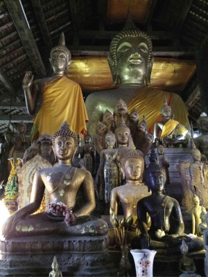 BUDDHA icons of wood and bronze at Wat Visoun