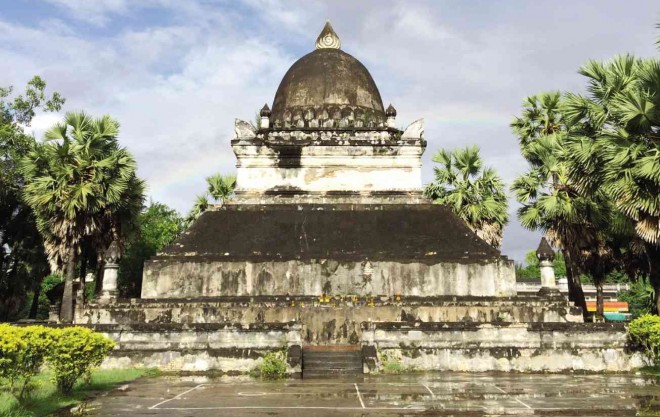 That Makmo or the watermelon stupa, the only Singhalese-style temple in Laos