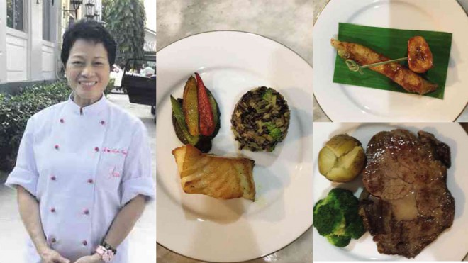TRIPLE TREAT  Pope Francis savored Chef Jessie Sincioco’s grilled Chilean sea bass with wild rice risotto and grilled choice vegetables. He also had a taste of “turon” (banana spring roll) and banana cue and a steak (rare) with vegetables.  PHOTOS COURTESY OF CHEF JESSIE SINCIOCO