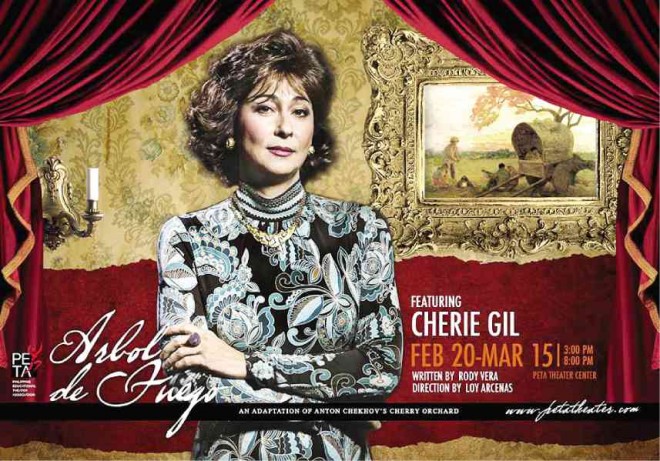 IN THE Filipino adaptation, Cherie Gil plays matriarch Enriquetta Lizares- Sofronio, who throws overthe- top parties, oblivious of her waning wealth. Says director Loy Arcenas: “I loved her as Liliane La Fleur in ‘Nine’ and as Diana Vreeland in ‘Full Gallop.’ So when the Peta offer came about, it had to be her.”