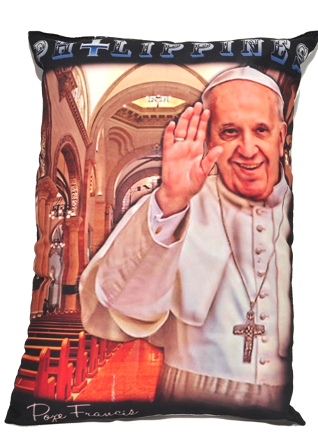 Travel pillow with Pope Francis print