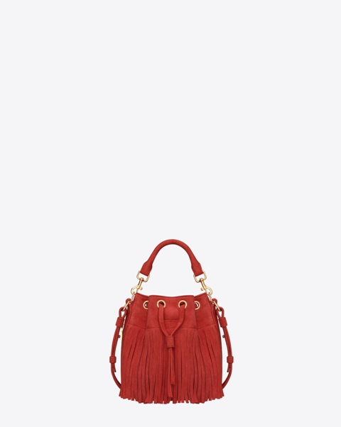 Emmanuelle bucket in red suede with fringes