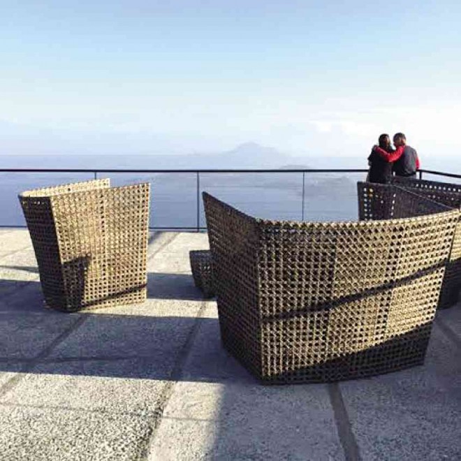 ROOF deck at Domicillo offers a view of the placid Taal Lake, amid the woven Budji Layug furniture. PHOTOS BY THELMA SAN JUAN