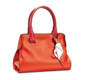 MINI Cape bag in dark red-orange calfskin with parrot charm