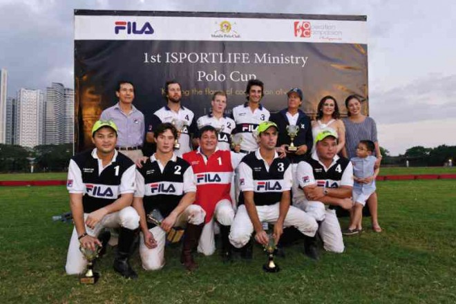 MANILA Polo Club president Dave Balangue with Fila Polo Cup winners and Fila royal couple Butch (in red polo shirt) and Cris Albert