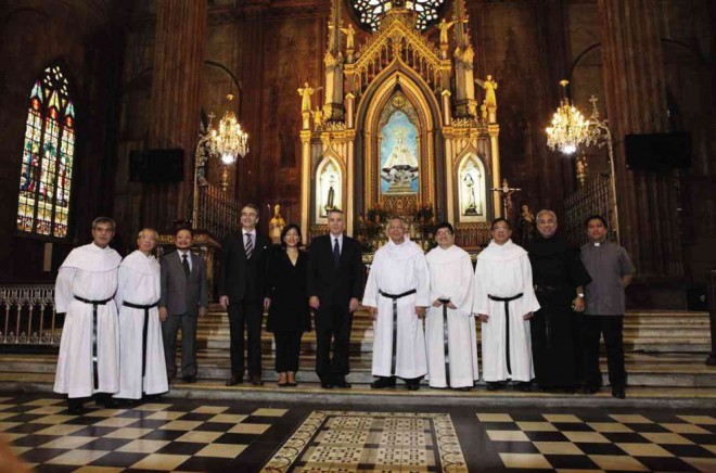 US AMBASSADOR Philip Goldberg and architect Tina Paterno with Recollect friars