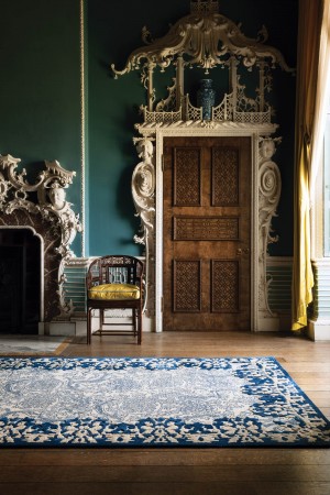 Rodarte's Cobalt Motif rug designed in collaboration with The Rug Company