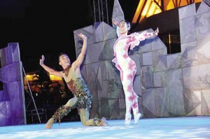 CYRIL Fallar (left) and Gillianne Therese Gequinto of Ballet Philippines are Puck and Flower in this playful pas de deux choreographed by Carlo Pacis.