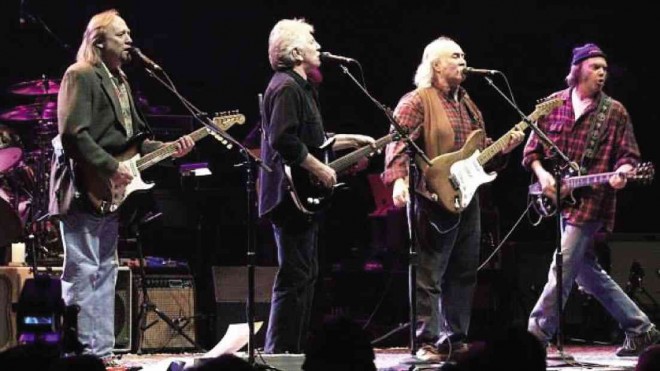Stephen Stills, Graham Nash, David Crosby with Neil Young;