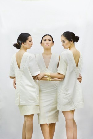 MANDY Velasco’s all-white collection was inspired by the Sinalapid belts of the Matigsalug. RAPHAEL METING