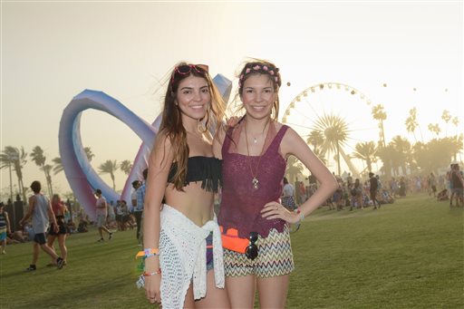 In this April 12, 2014 file photo, concertgoers pose for a photo at the 2014 Coachella Music and Arts Festival in Indio, Calif. The Coachella Valley Music and Arts Festival, held in the Southern California desert on two consecutive weekends beginning Friday, April 10, 2015, is a style destination as much as a musical one - this year more than ever. AP