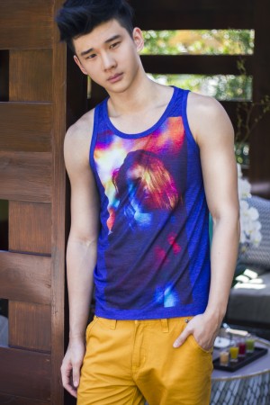 GRAPHIC tank top, mustard shorts, SM Youth