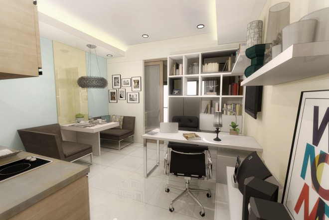 Simple and contemporary home office set-up at AMA Tower Residences. CONTRIBUTED PHOTO
