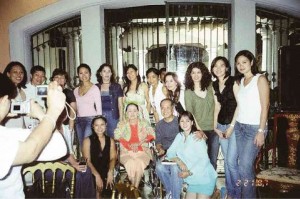 CHITO MADRIGAL surrounded by her Hyatt models at her home in Forbes during the 2007 reunion