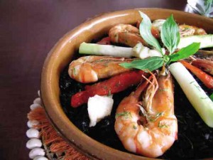 SAFFON Seasoned Rice with Baby Prawns, Squid, Sea Bass and Squid Ink