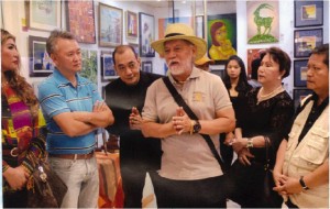 TAM Austria (middle in hat) at the opening with Menchu Arandilla, Roy Espinosa, Nestong Ong, Austria, Lilibeth Cruz, Mary Divine Austria and Al Perez