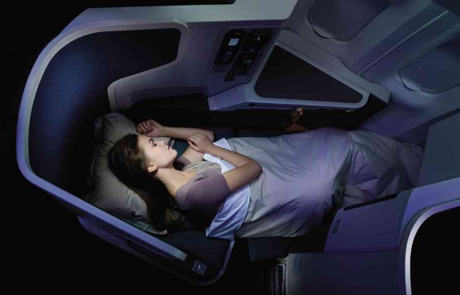 THE BUSINESS class flat bed allows the passenger to sleep well and arrive fresh.
